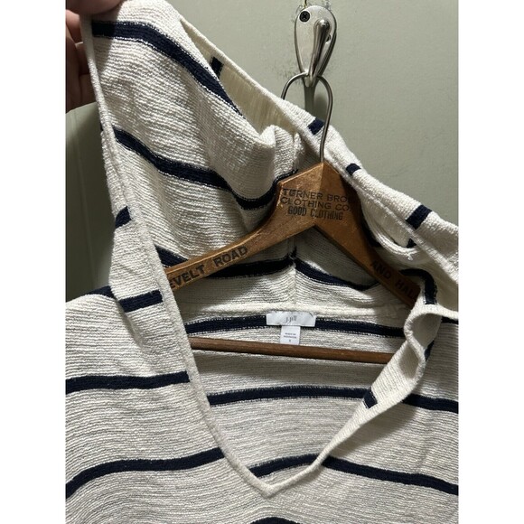 J. Jill Striped Nautical  Coastal Striped Pullover Hooded Sweatshirt Sz Small - Picture 5 of 7